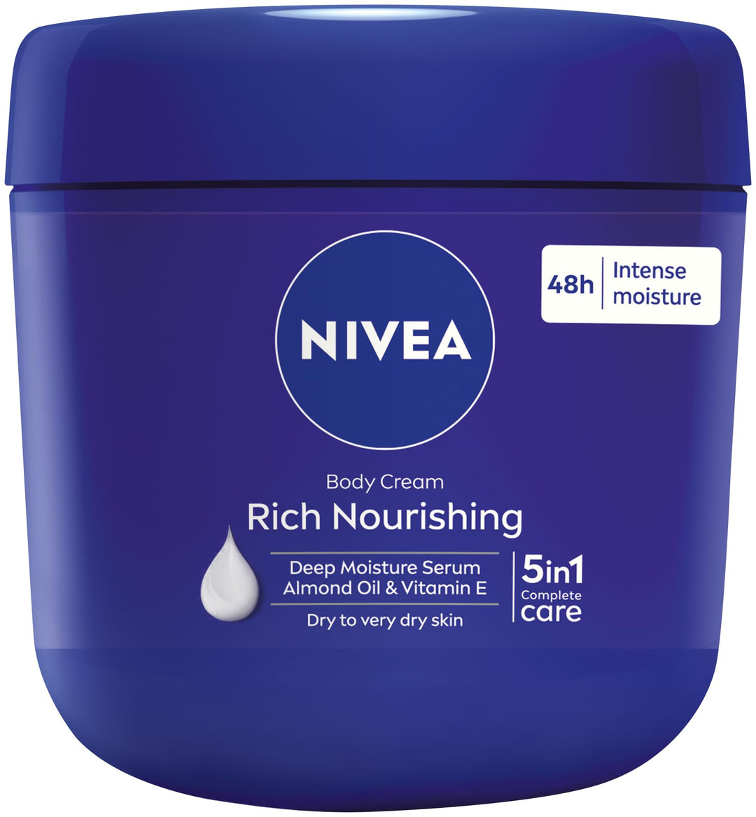 NIVEA Body Cream deep Moisture Serum Almond Oil & Vitamin E - 400ml|  نيفيا كريم مرطب العميق للجسم بزيت اللوز والفيتامين اي