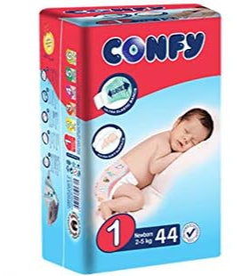 Confy 1 Newborn 44 2_5 kg 44 Pcs | كونفي 1 حفاضات للاطفال حديثي الولادة 2_5 كغ - 44 قطعة
