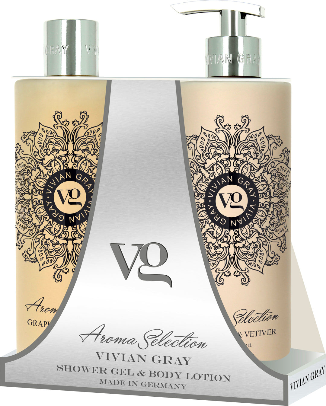Vivian Gray Aroma Selection Shower Gel + Body Lotion Grapefruit and Vetiver - 2x500ml | فيفيان كري لوشن للجسم + جل استحمام برائحة الغريب فروت - 2*500 مل