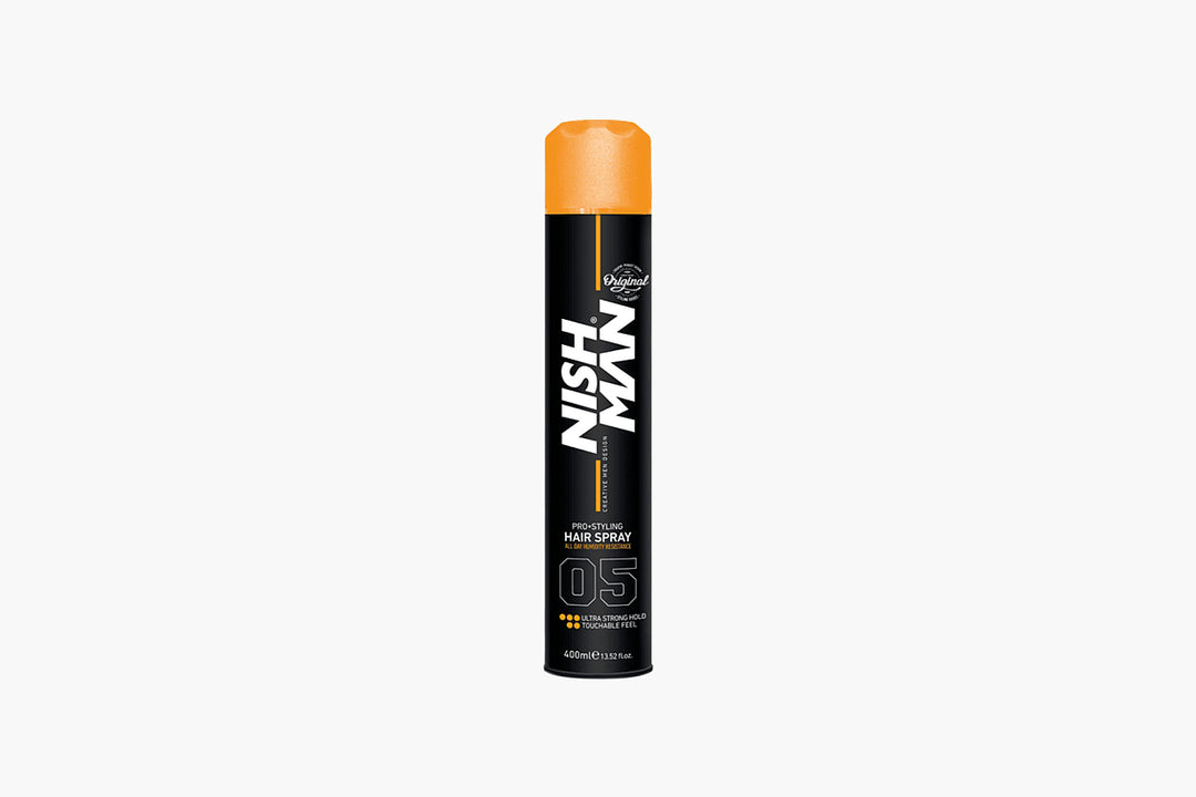 NISH MAN Hair Spray Ultra Strong Hold Touchable Feel - 400ml|نايش مان  سبراي تثبيت الشعر فائق القوة -400 مل