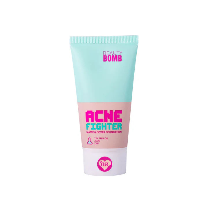 Beauty Bomb Matte & Cover Foundadtion Acne  Fighter - 25ml | بيوتي بومب كريم أساس محارب لحب الشباب - 25 مل
