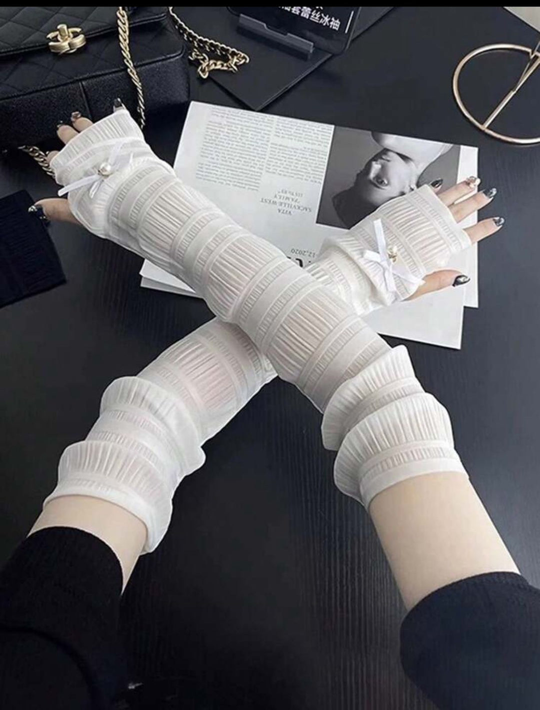 2-piece arm sun protector | كمّين حماية من الشمس بتصميم أنثوي راقٍ&nbsp;