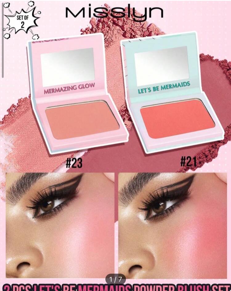 Misslyn Lets Be Mermaids Strobing Powder + Mermazing Glow Strobing Cream - 6x6g | - 6x6 غرام غرام ميسلين مجموعة بلاش للخدود -