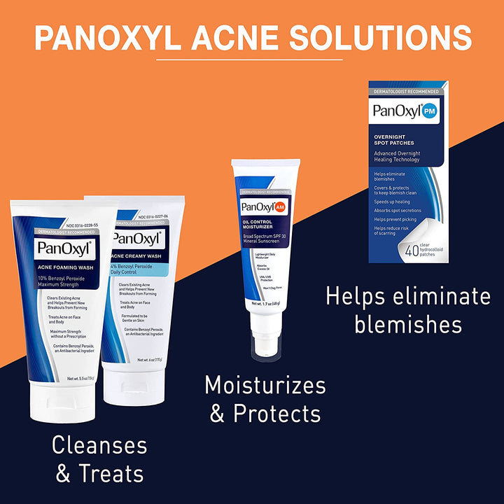 Panoxyl Acne Creamy Face Wash 4% Benzoyl Peroxide - 170g | بانوكسيل غسول لعلاج حب الشباب 4% بينزويل بيروكسايد - 170 غرام