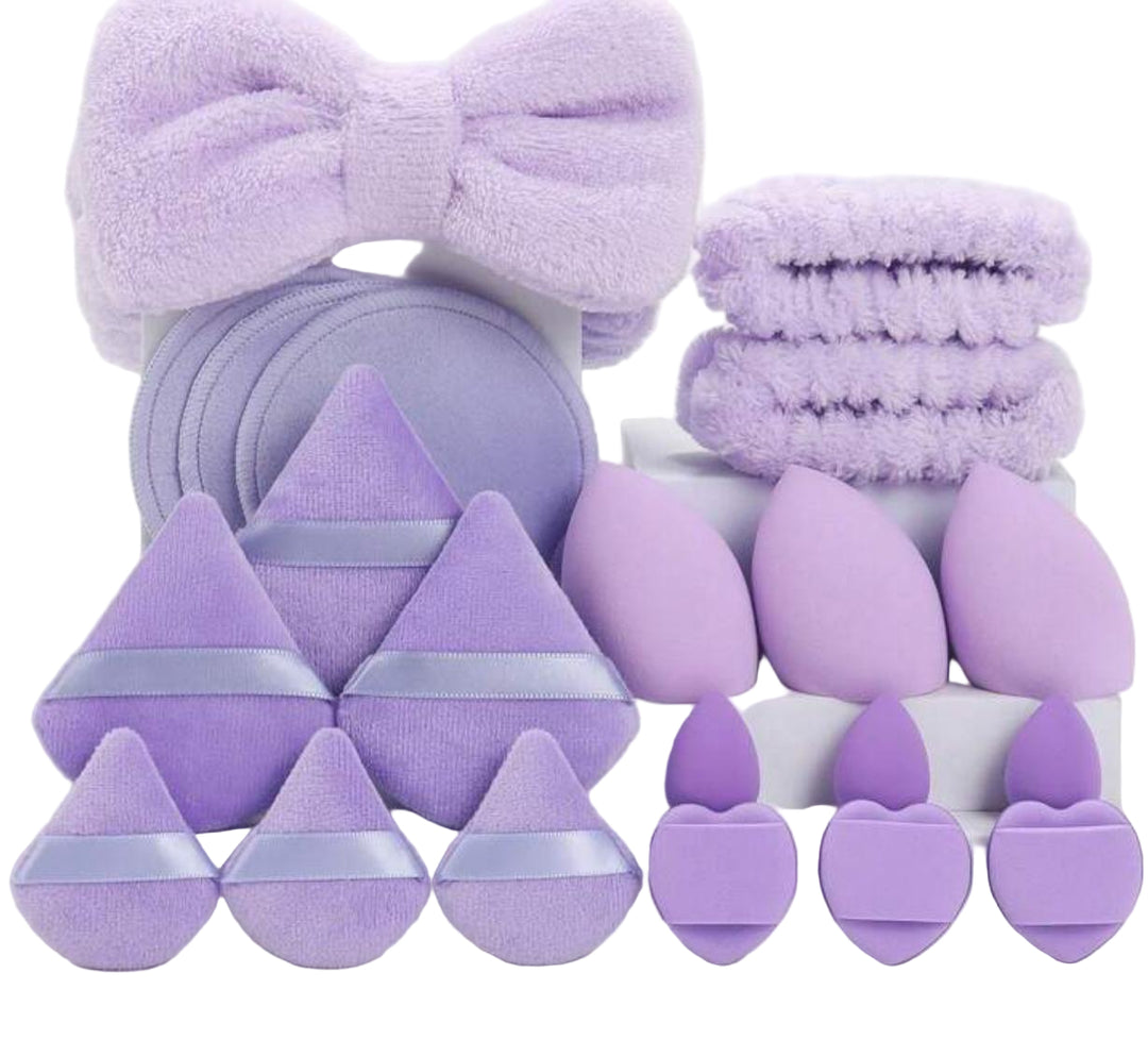 Tools & Cases Purple  makeup sponge set - 21pcs | مجموعة إسفنج مكياج وردية من تولز آند كيسز – 21 قطعة