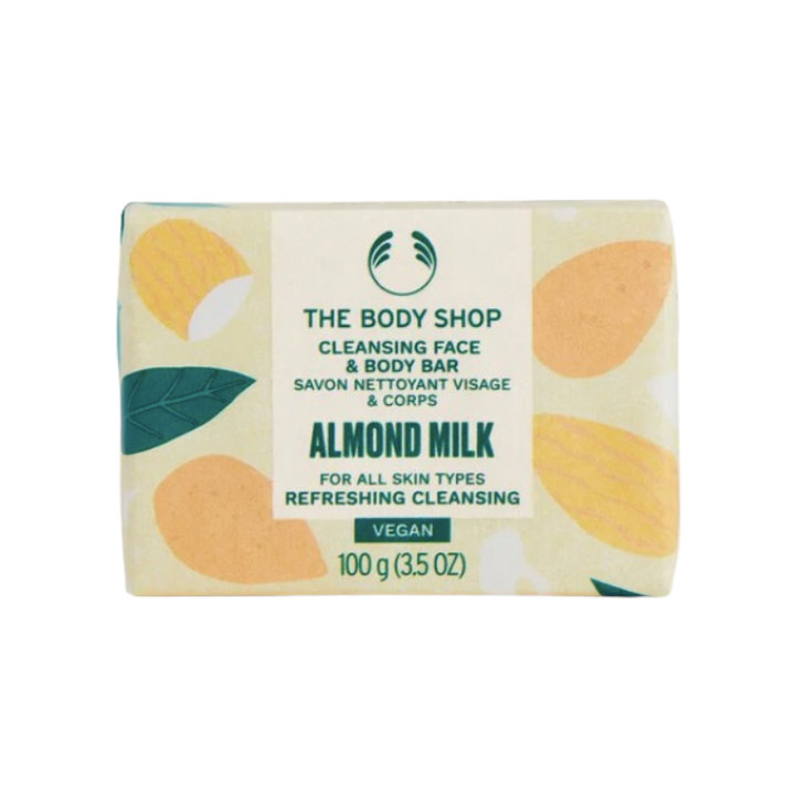 The Body Shop Almond Milk Cleansing Face & Body Bar - 100g | ذا بودي شوب صابونة الوجه و الجسم بحليب اللوز - 100 غرام