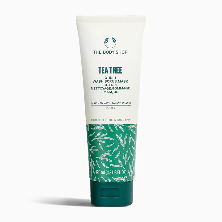 The Body Shop Tea Tree 3-IN-1 Wash.Scrub.Mask - 125ml | ذا بودي شوب غسول و مقشر للوجه 3 في 1 بشجرة الشاي - 125 مل