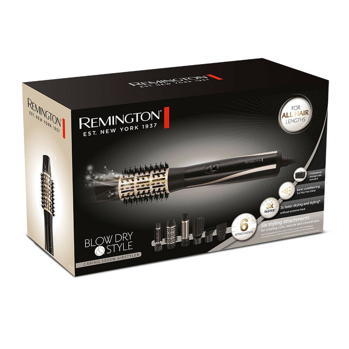 REMINGTON Blow Dry and Style Caring Airstyler Black 6Pcs - 1000_1200W | ريمنجتون مجفف الشعر 6 قطع - 1000-1200 واط
