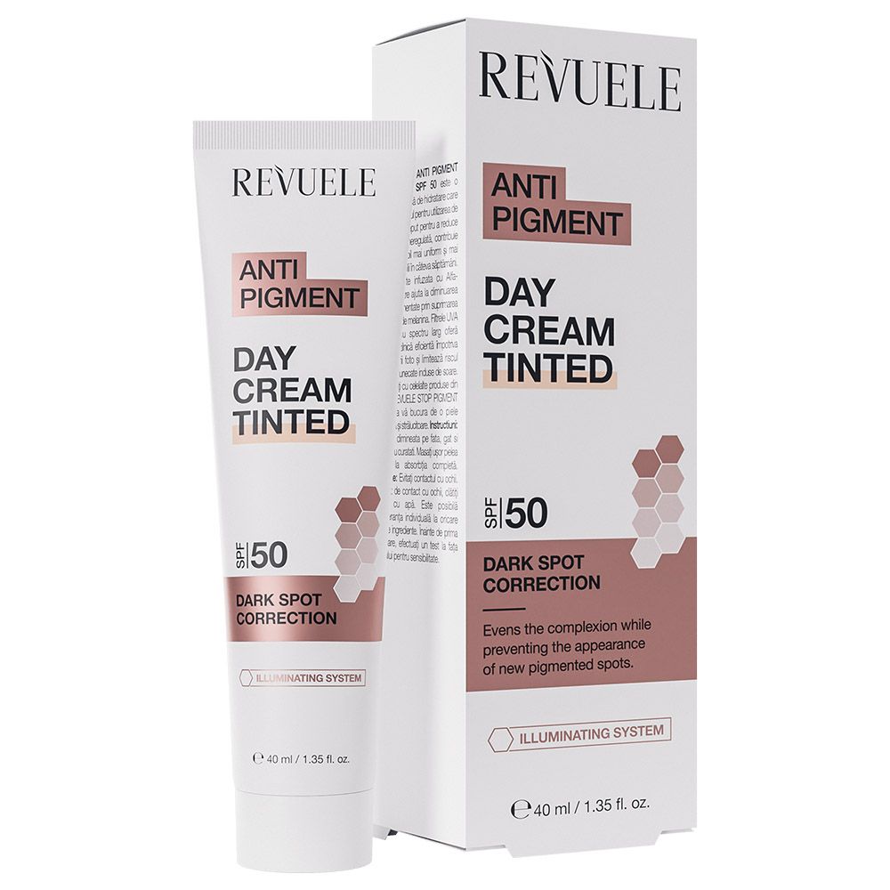 Revuele SPF 50 Anti Pigment Day Cream Tinted - 40ml | ريفويل كريم واقي شمسي مع لون spf50 - 40 مل