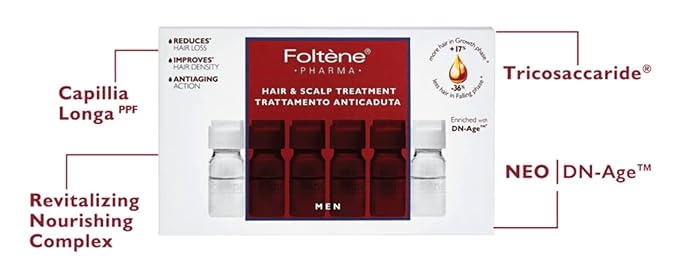 Foltene Pharma Hair and Scalp Treatment for Men - 12 amplules  | فولتين فارما علاج الشعر وفروة الرأس للرجال - 12 امبول