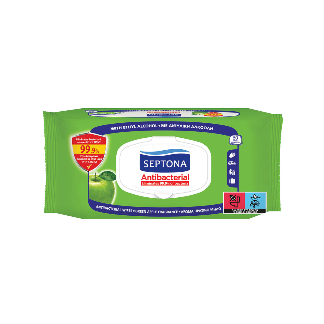 SEPTONA Antibacterial Hand Wipes 99.9% - 60pcs | سيبتونا مناديل معقمة مضادة للبكيتيريا بنسبة ٩٩.٩ ٪ - ٦٠ قطعة