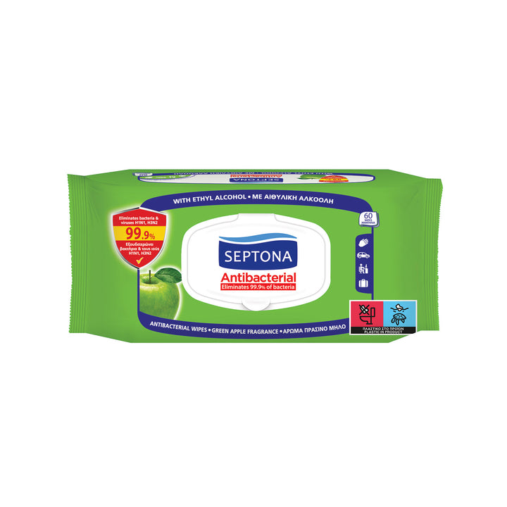 SEPTONA Antibacterial Hand Wipes 99.9% - 60pcs | سيبتونا مناديل معقمة مضادة للبكيتيريا بنسبة ٩٩.٩ ٪ - ٦٠ قطعة