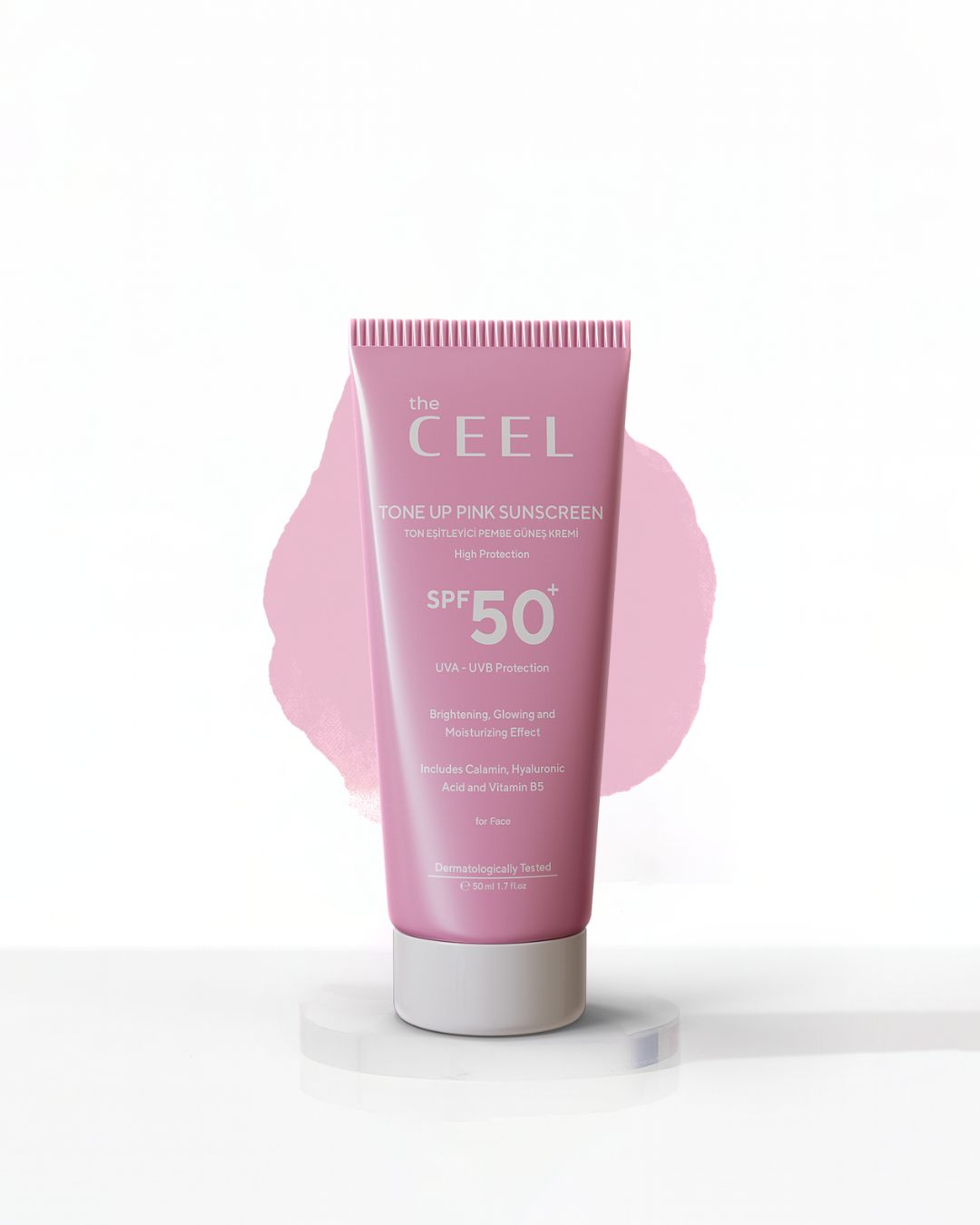 the CEEL Tone Up Pink Sunscreen Spf50+ High Protection - 50ml | ذا سيل واقي شمسي تون اب - 50 مل