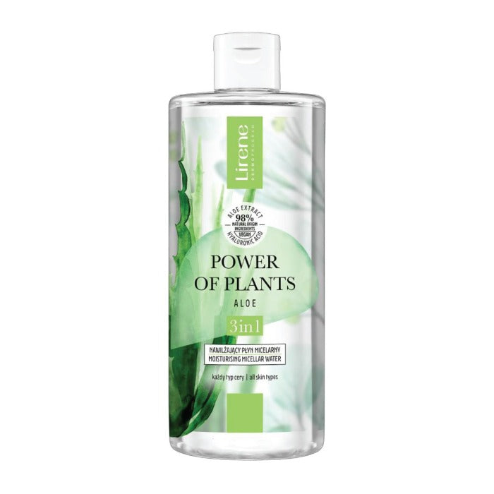 Lirene Power Of Plants Micellar Water Aloe 3 In 1 - 400ml | ليرين مزيل مكياج ميسيلا 3 في 1 - 400 مل