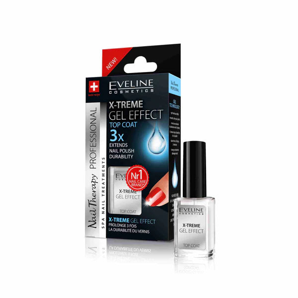EVELINE X-treme Gel Effect Top Coat Nail Polish Hardener Mega Shine - 12ml | ايفلين صبغ أظافر لامع بتأثير جل - 12 مل