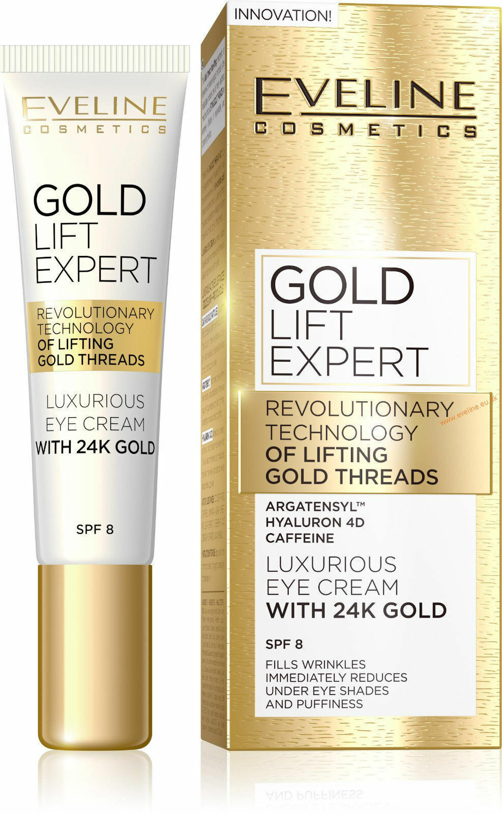 Eveline 24k Gold Lift Expert Luxurious Eye Cream - 15ml | ايفيلين كريم حول العينين بخلاصة الذهب - 15 مل