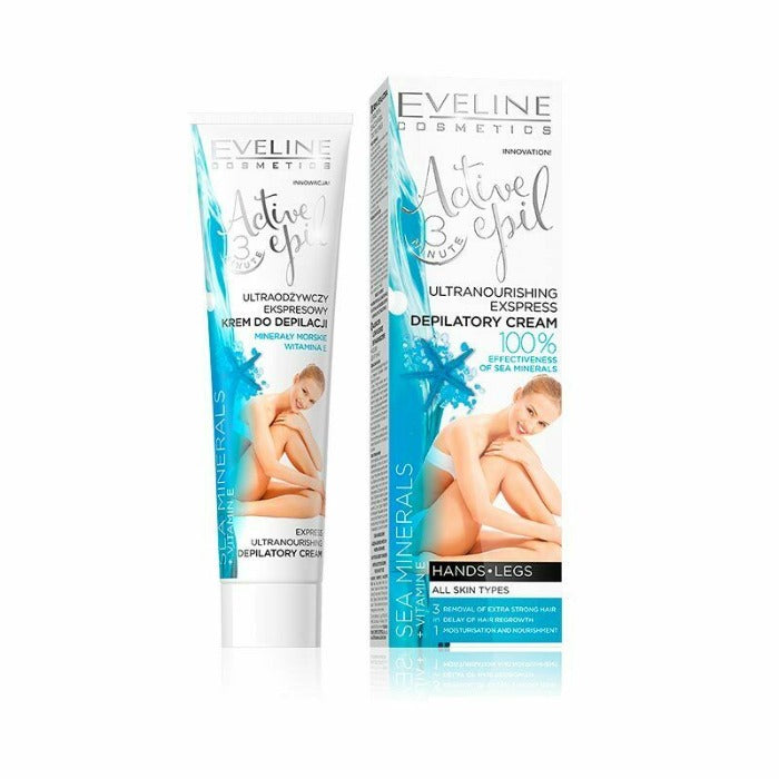 EVELINE Active Epil Depilatory Sea Minerals All Skin Types Depilatory Cream - 125ml | ايفلين كريم ازالة الشعر بمعادن البحر لجميع أنواع البشرة - 125 مل