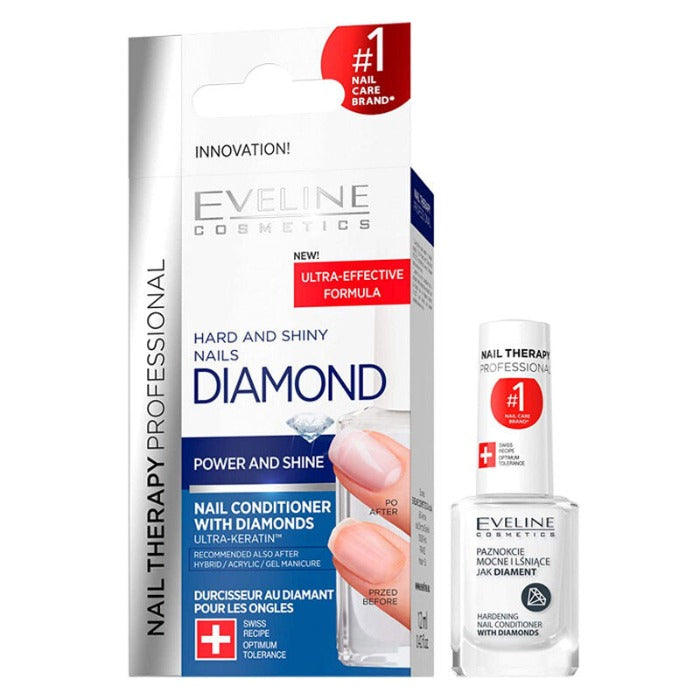 EVELINE Diamond Nail Therapy Nail Polish and Hardener Hard and Shiny - 12ml | ايفلين مقوي للأظافر - 12 مل