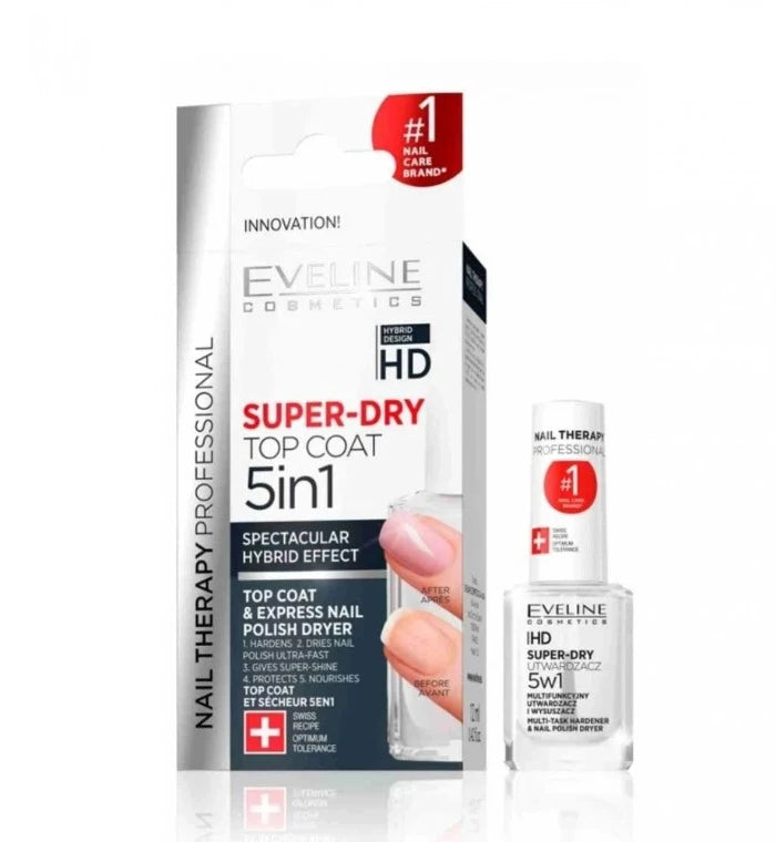 EVELINE Nail Therapy Super Dry Nail Strengthener and Treatment 5 in 1 - 12ml | ايفلين مقوي للأظافر 5 في 1 - 12 مل