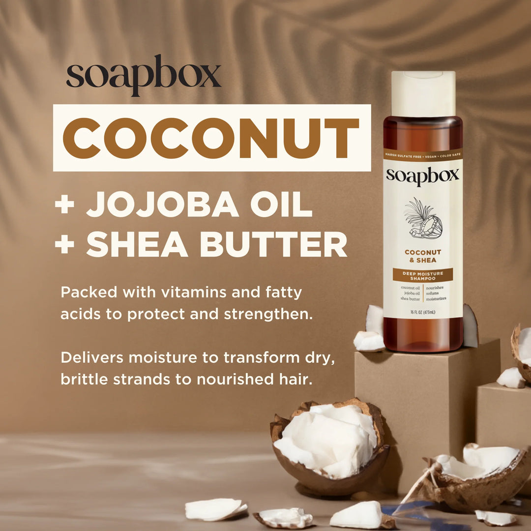 Soapbox Shampoo Moisture & Nourish Coconut Oil - 473ml| سوب بوكس شامبو للشعر بزيت جوز الهند -473 مل