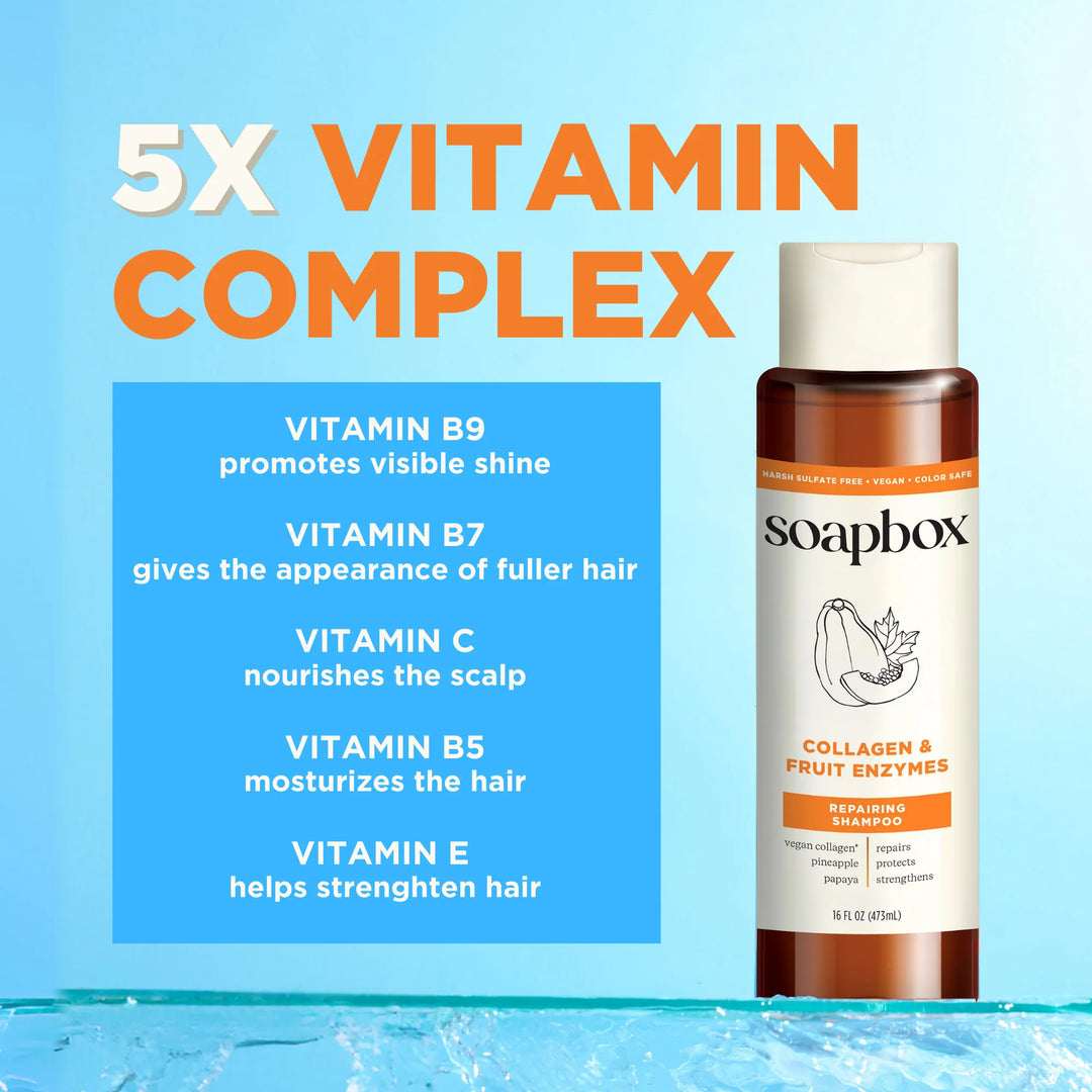 Soapbox Collagen and Fruit Enzymes Repairing Hair Shampoo - 473ml | سوب بوكس شامبو مرمم للشعر - 473 مل