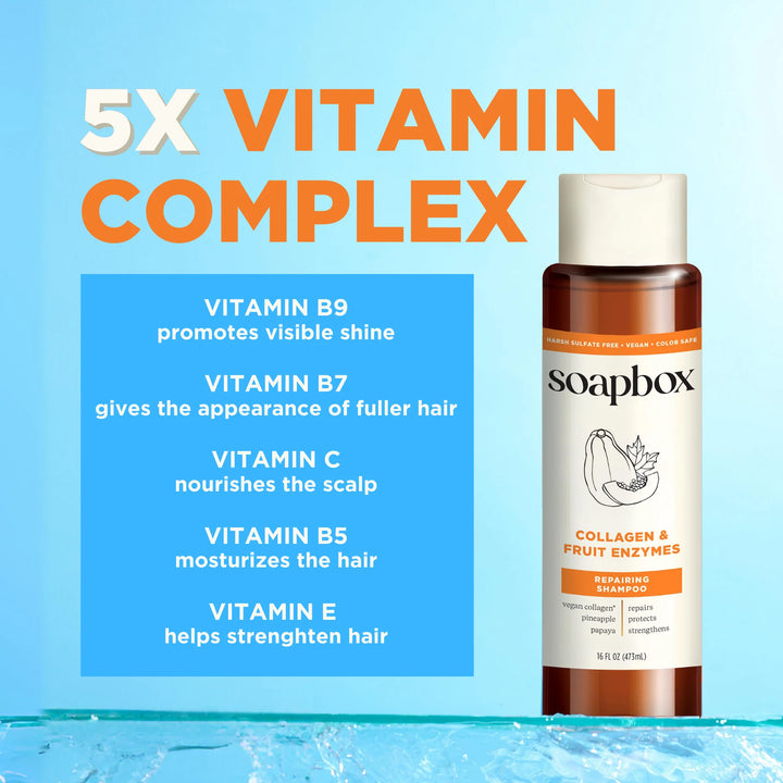 Soapbox Collagen and Fruit Enzymes Repairing Hair Shampoo - 473ml | سوب بوكس شامبو مرمم للشعر - 473 مل