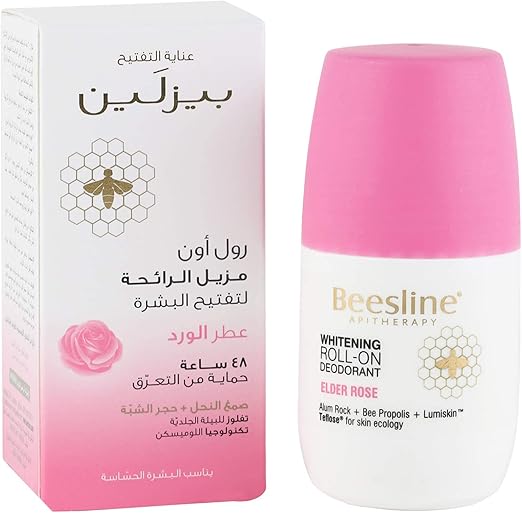 Beesline Whitening Roll-On Deodorant – Elder Rose - 50ml | بيزلين رول اون مزيل العرق المفتح للبشرة برائحة الورد - 50 مل