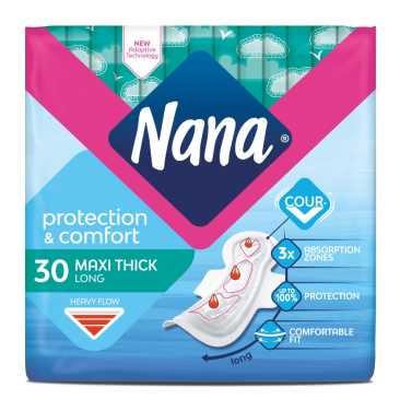 Nana Protection & Comfort Maxi Thick - 30pcs | نانا فوط سميكة وطويلة - 30 قطعة