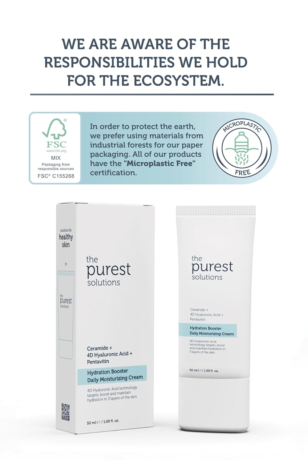 The Purest Solutions Hydration Booster Daily Moisturizing Cream - 50ml | ذا بيورست كريم ترطيب يومي - 50 مل