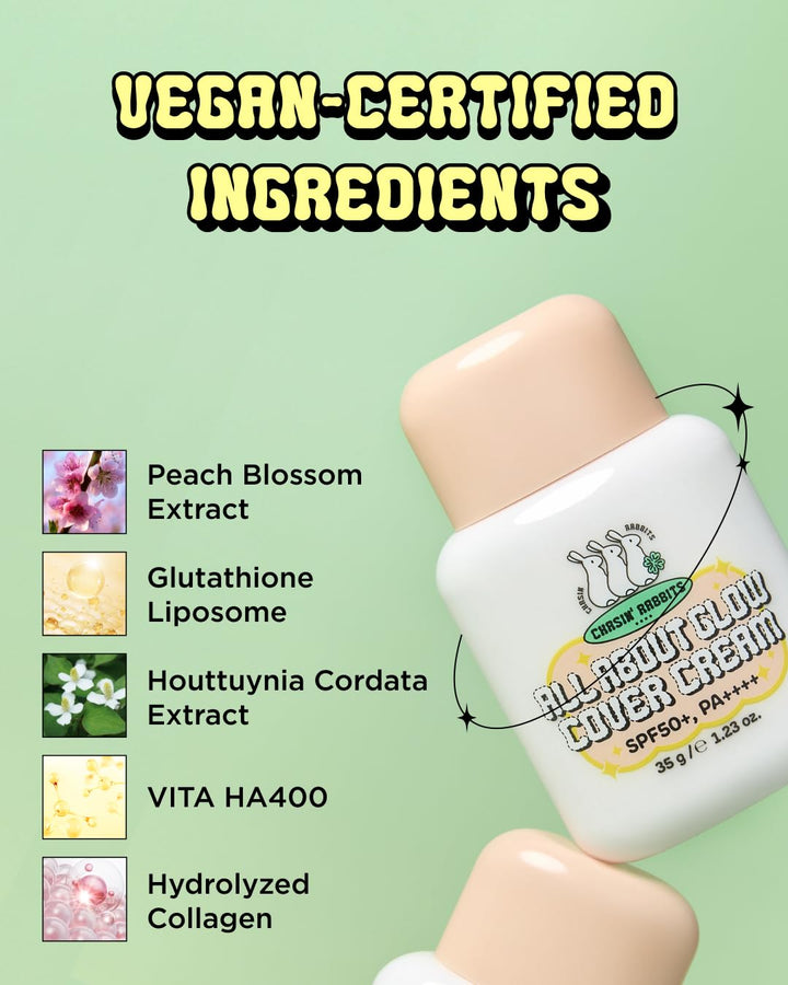 CHASIN' RABBITS ALL ABOUT GLOW COVER CREAM SPF50+ PA++++ - 35g|  تشيسن رابتس واقي شمسي مع لون -35 غرام