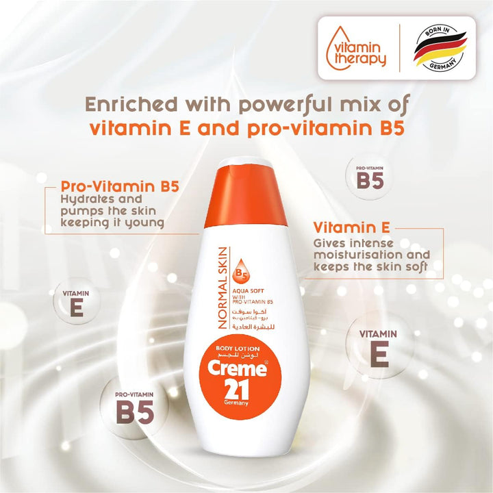 Creme21 Germany Aqua Soft Body Lotion Normal Skin - 400ml| كريمي 21 جيرمني لوةشن مرطب للجسم -400 مل