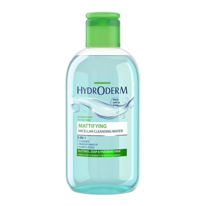 Hydroderm Micellar Water 3 in 1 Mattifying for oily Skin-  250 ml | هايدروديرم مايسيلر مزيل مكياج للبشرة الدهنية - 250 مل