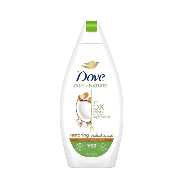 Dove Restoring Body Wash with Coconut Oil & Almond Milk - 500ml | دوف جل الاستحمام بزيت جوز الهند وحليب اللوز - 500 مل