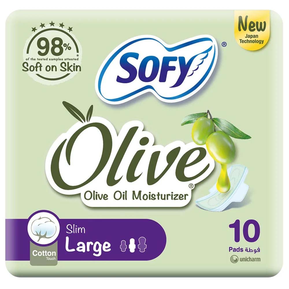 Sofy Olive Oil Moisturizer Larg Pads - 10Pcs | سوفي فوط نسائية بزيت الزيتون - 10 قطع