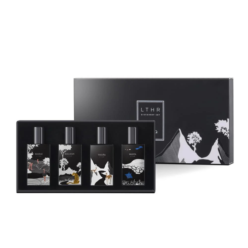 Ibrahim Al-Qurashi Set Mini LTHR Collection – 4  × 10ml  |  مجموعة ابراهيم القرشي  ميني لذر للجنسين – 4 عطور × 10 مل