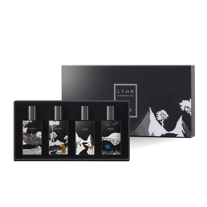 Ibrahim Al-Qurashi Set Mini LTHR Collection – 4  × 10ml  |  مجموعة ابراهيم القرشي  ميني لذر للجنسين – 4 عطور × 10 مل