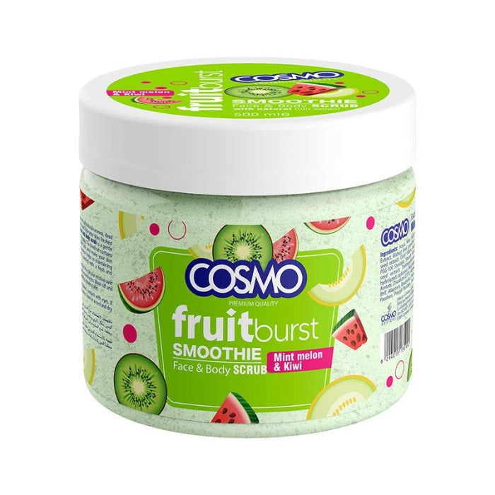 COSMO Mint Melon Kiwi fruitburst Face & Body Scrub - 500ml | كوزمو مقشر للجسم و الوجه بالفواكه - 500 مل