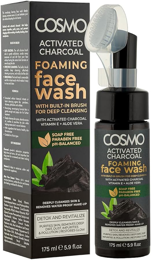 COSMO Activated Charcoal Foaming Face Wash - 175ml | كوزمو غسول الوجه الرغوي بالفحم الفعال - 175 مل