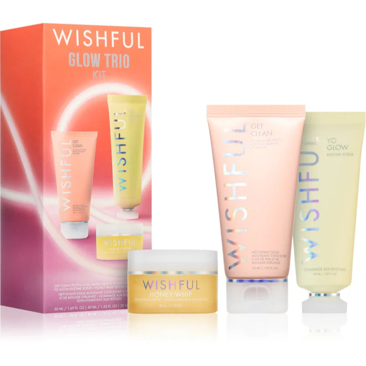 Huda Beauty WISH.FUL Glow Trio kit - 50ml+40ml+20g | هدى بيوتي مجموعة عناية بالبشرة - ٥٠ مل + ٤٠ مل + ٢٠ غرام
