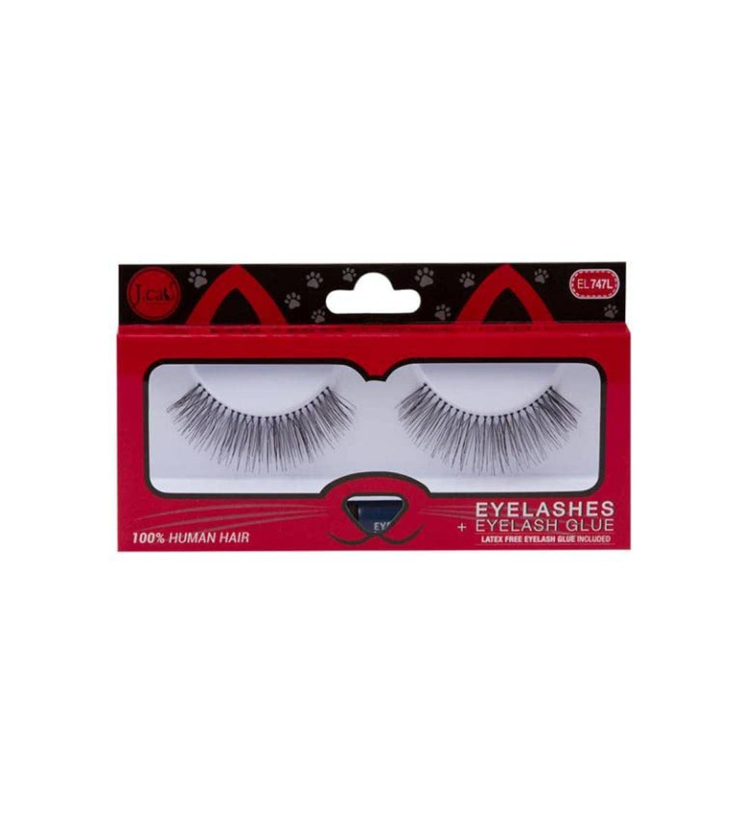 J. Cat Tapered Eyelashes + Eyelash Glue Elt-747m| جي كات رموش+ لاصق رموش
