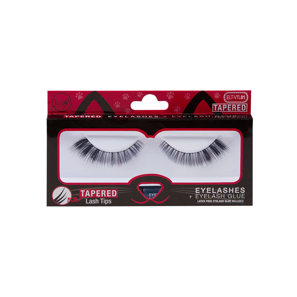 J. Cat Tapered Eyelashes + Eyelash Glue Elt-Vtl01| جي كات رموش + لاصق رموش