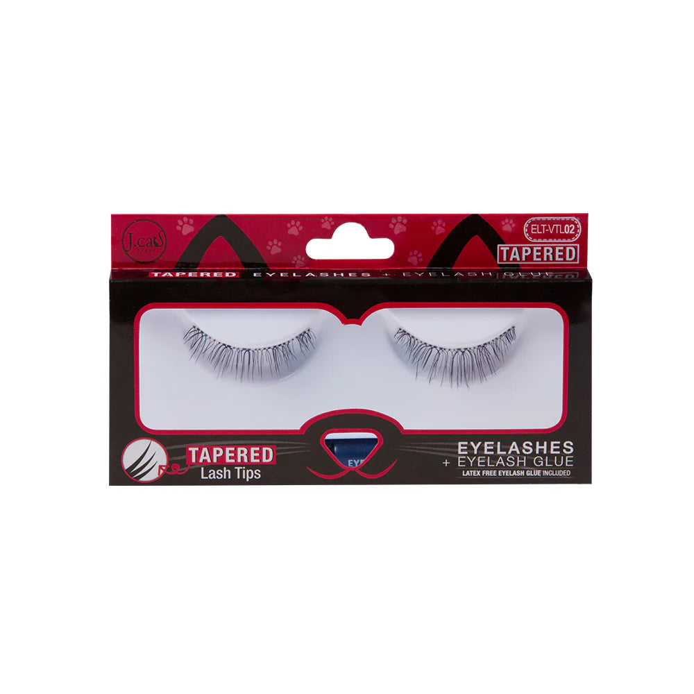 J. Cat Tapered Eyelashes + Eyelash Glue Elt-Vtl02|جي كات رموش + لاصق رموش