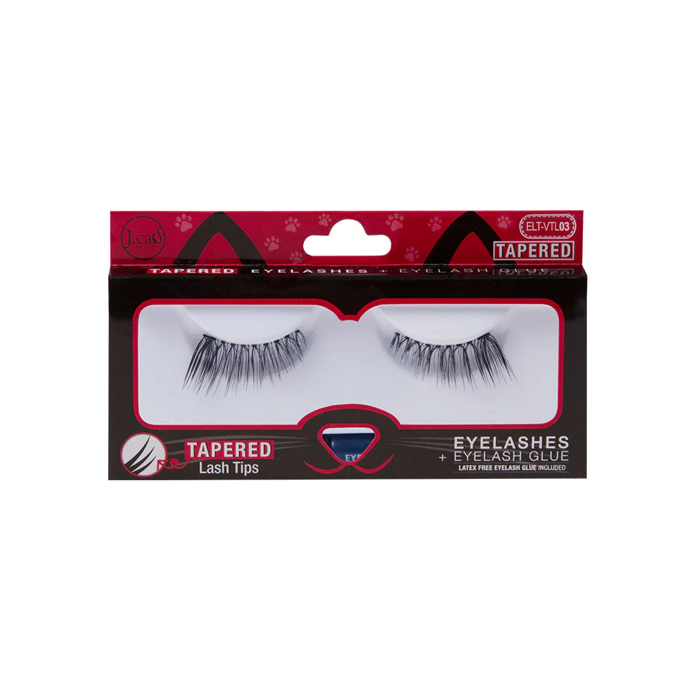 J. Cat Tapered Eyelashes + Eyelash Glue Elt-Vtl03| جي كات رموش + لاصق رموش