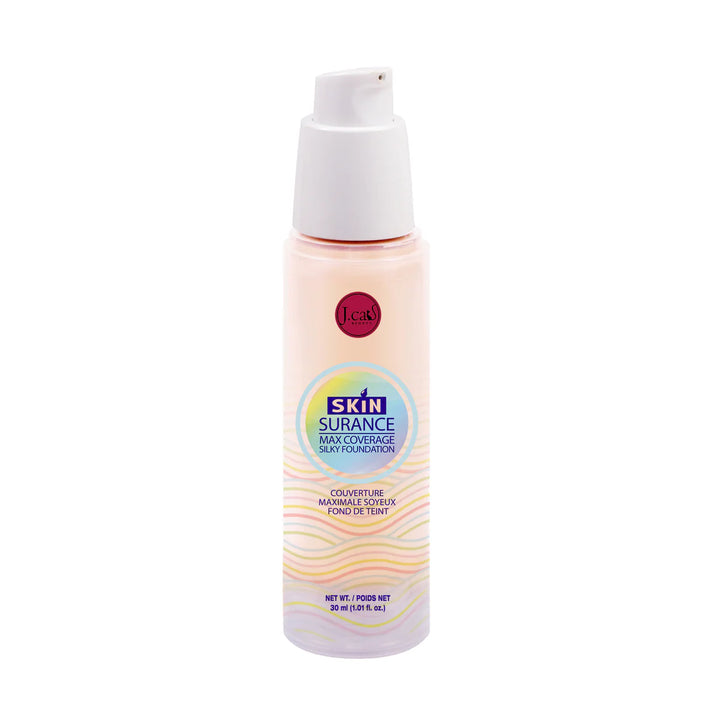 J. Cat SKINSURANCE MAX COVER SILKY FOUNDATION PORCELAIN - 30ml|  جي كات كريم اساس عالي التغطية -30مل