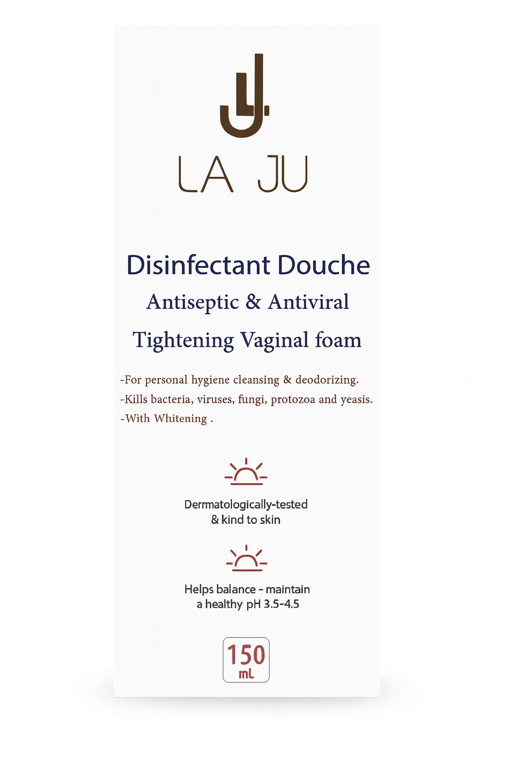 LA JU Disinfectant Douche Antiseptic & Antiviral Tightening Vaginal foam - 150ml| لاجو غسول  رغوي مهبلي ومضاد للفيروسات-150 مل