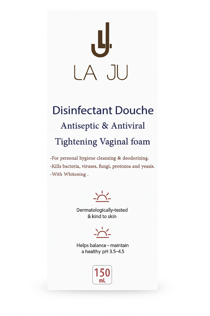 LA JU Disinfectant Douche Antiseptic & Antiviral Tightening Vaginal foam - 150ml| لاجو غسول  رغوي مهبلي ومضاد للفيروسات-150 مل