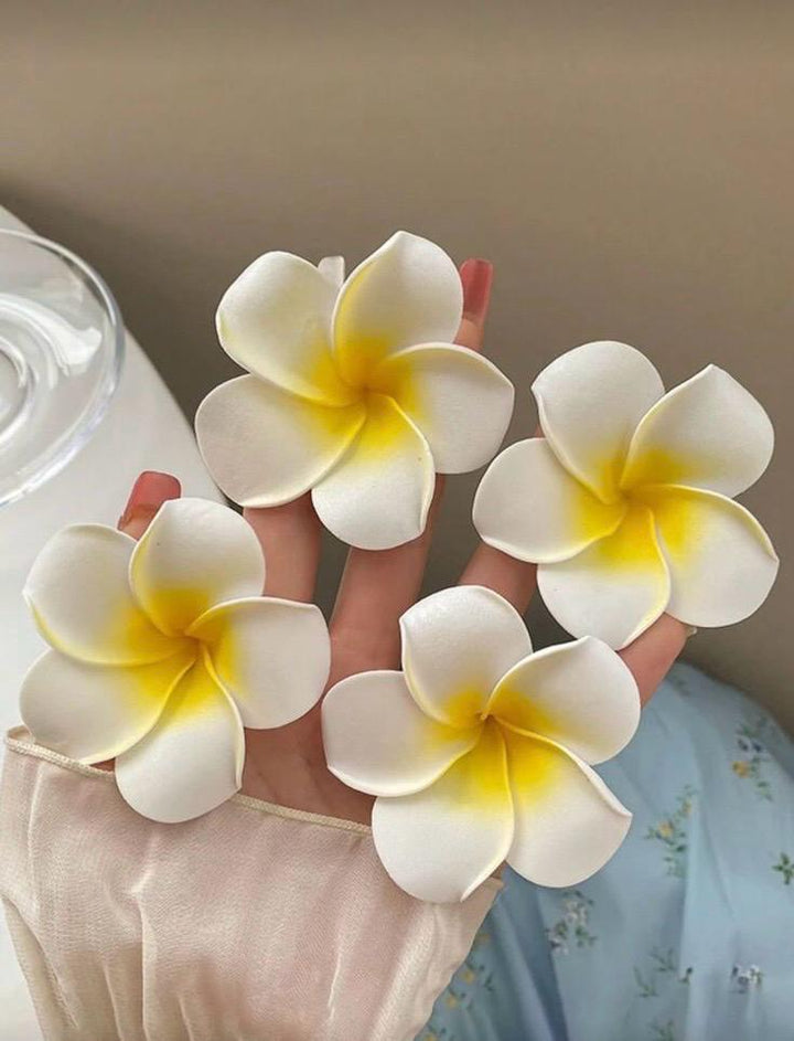 Tools & Cases 4 White Flower Hair Clips | 4 مشابك شعر على شكل زهرة بيضاء