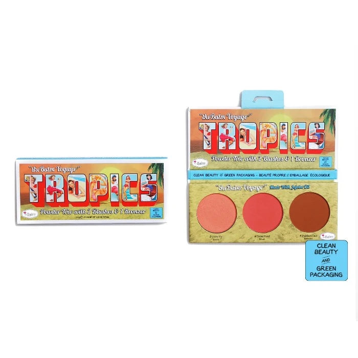 the Balm Tropics Powder Trio blush , bronzer palette - 8.5g | ذا بالم باليت للخدود - 8.5 غرام