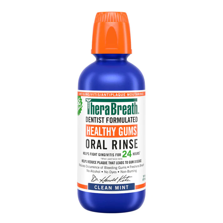TheraBreath Healthy Gums Oral Rinse Clean Mint - 473ml | ثيرا بريث غسول للفم بالنعناع - 473 مل