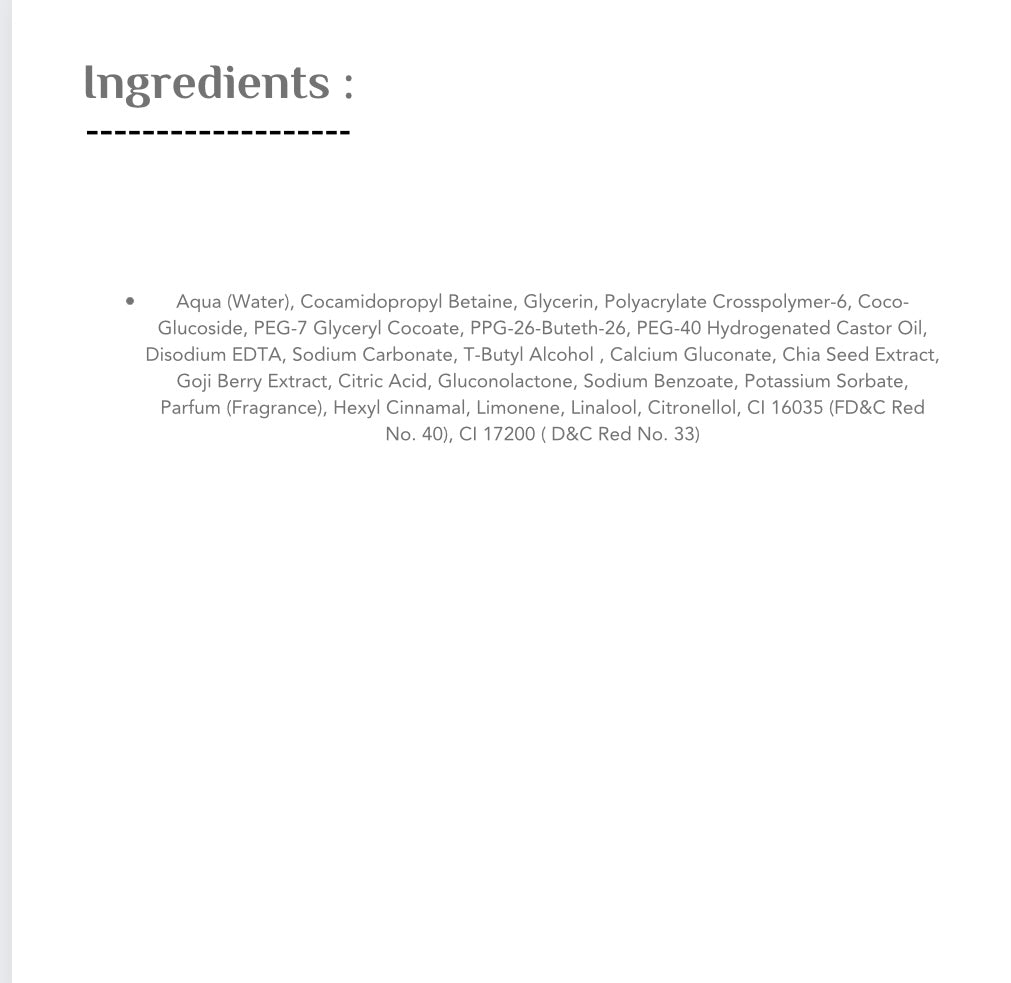 Lirene Chia + Goji Superfood Cleansing Gel - 190ml |ليرين غسول جل ببذور الشيا و التوت - 190 مل